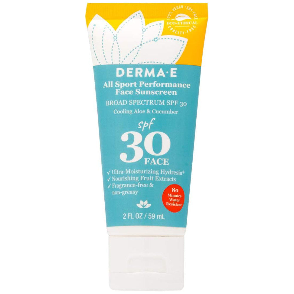 Derma E All Sport Face Sunscreen SPF 30 - 2 oz for Optimal Sun Protection
