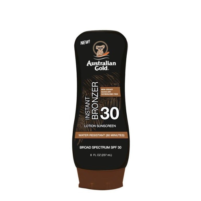 Australian Gold 8 oz Instant Bronzer Lotion Sunscreen - Get a Golden Glow Fast!