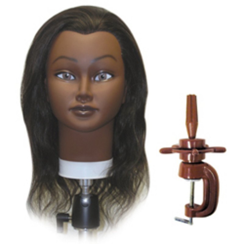 Tina Ethnic Celebrity Hair Manikin: 100% Human Hair with Holder