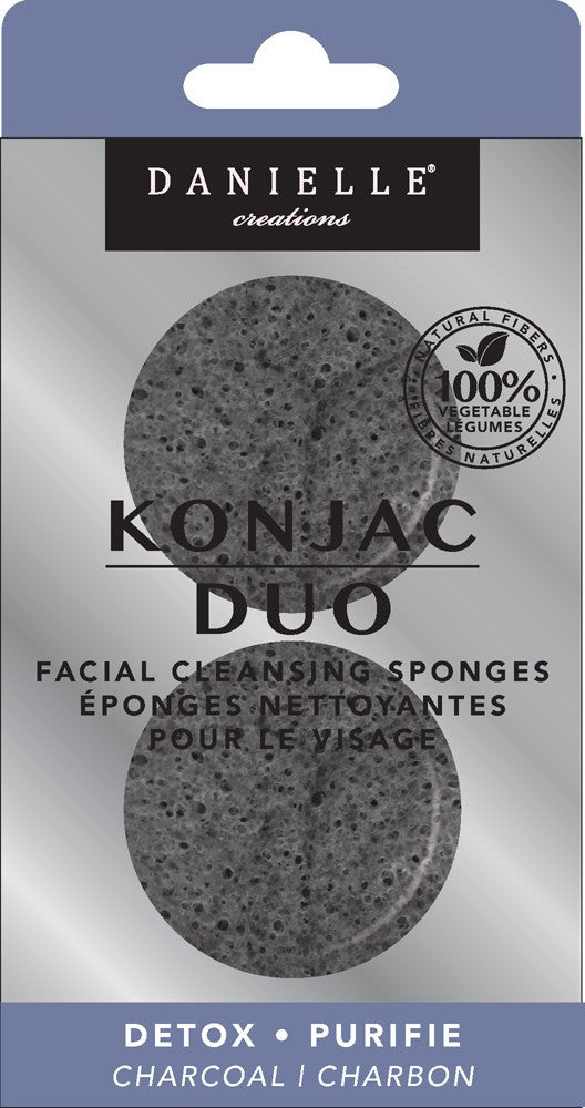 Danielle Konjac Duo Charcoal Facial Cleansing Sponges - The Ultimate Skin Detox!